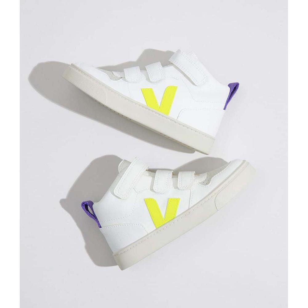 Veja V-10 MID CWL Kids' Shoes White/Purple | CA 797CTV